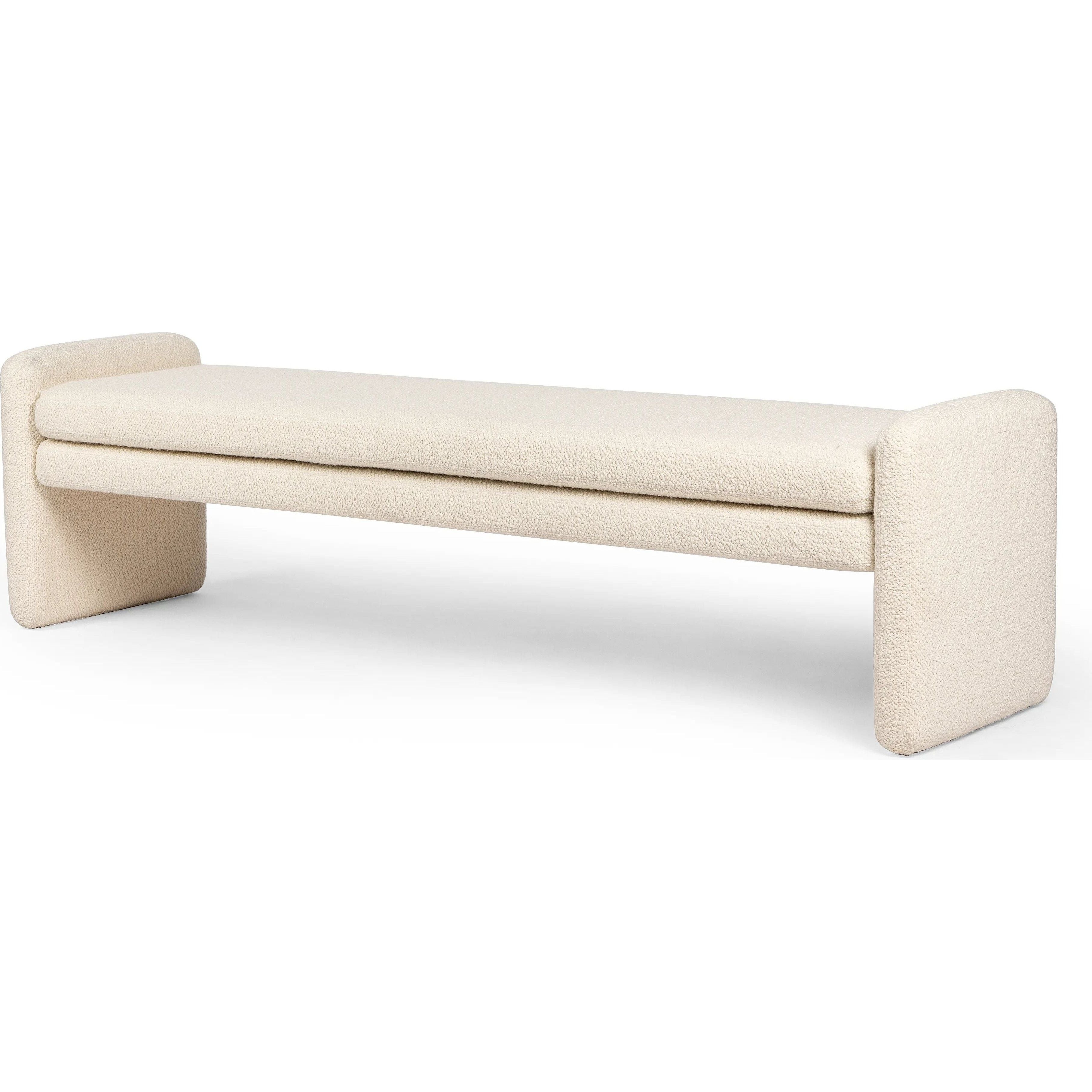 Featuring Serena Durham Cream Accent Bench by Four Hands at Amethyst Home. Cream, boucle-like upholstery covers a long, sophisticated dining bench.Overall Dimensions: 18"W x 70"Lx 19"H
Collection: TownsendColors: Durham CreamMaterials: 61% Polyester, 39% W Weight: 48.5 lbs. Amethyst Home provides interior design, new home construction design consulting, vintage area rugs, and lighting in the Austin metro area.