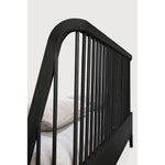 Featuring Spindle Oak Black Bed by Ethnicraft at Amethyst Home. The Spindle collection found its inspiration in the traditional spinning wheel and incorporates perfectly aligned spokes into the headboard. Slightly tapered legs and rounded edges add a soft, sensual quality to this beautiful bedroom collection.Overall Dimensions: 84" W x 80" L x 38.5" H Weight : 170 lbs84" W x 64.5" L . Amethyst Home provides interior design, new construction, custom furniture, and area rugs in the Boston metro area