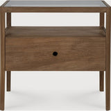 Featuring Spindle Bedside Table Reclaimed Teak by Ethnicraft at Amethyst Home. With its one drawer, open space and slightly tapered legs, the Spindle bedside table is the perfect no-nonsense companion for the striking Spindle bed. Reclaimed teak offers a truly unique finish for each and every item — the origin of each hand-finished piece of furniture carries i. Amethyst Home provides interior design, new home construction design consulting, vintage area rugs, and lighting in the Austin metro area.