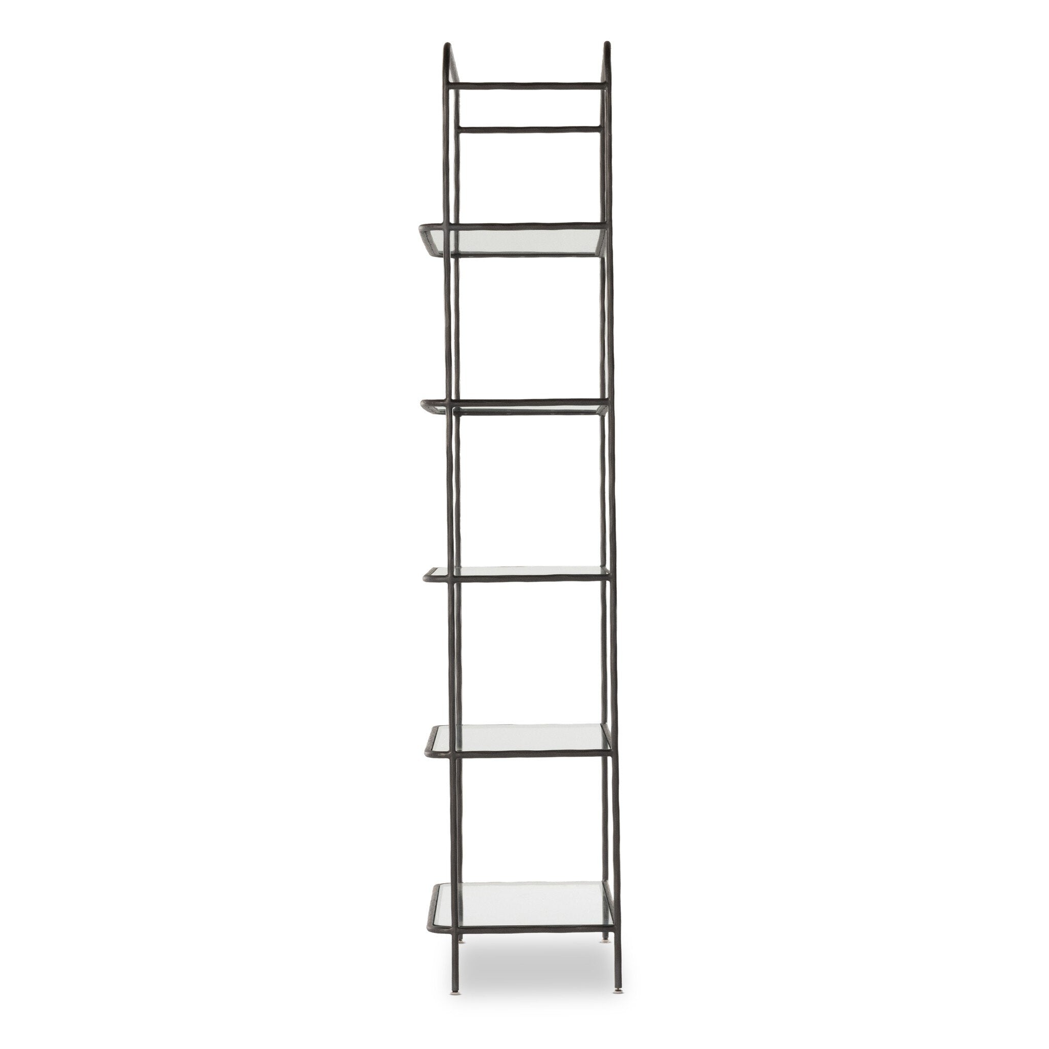 Featuring Swinton Hammered Aged Brass Bookcase by Four Hands at Amethyst Home. Hammered gunmetal-finished iron frames tempered glass shelving, for a transitional look with subtle vintage vibes.82"Overall Dimensions: 38.00"w x 20.75"d x 82.00"hWeight: 227.87 lbs102"Overall Dimensions: 42.00"w x 20.75"d x 102.00"hWeight: 293.21 lbsMaterials : Iron, Glass. Amethyst Home provides interior design, new construction, custom furniture, and area rugs in the Scottsdale metro area