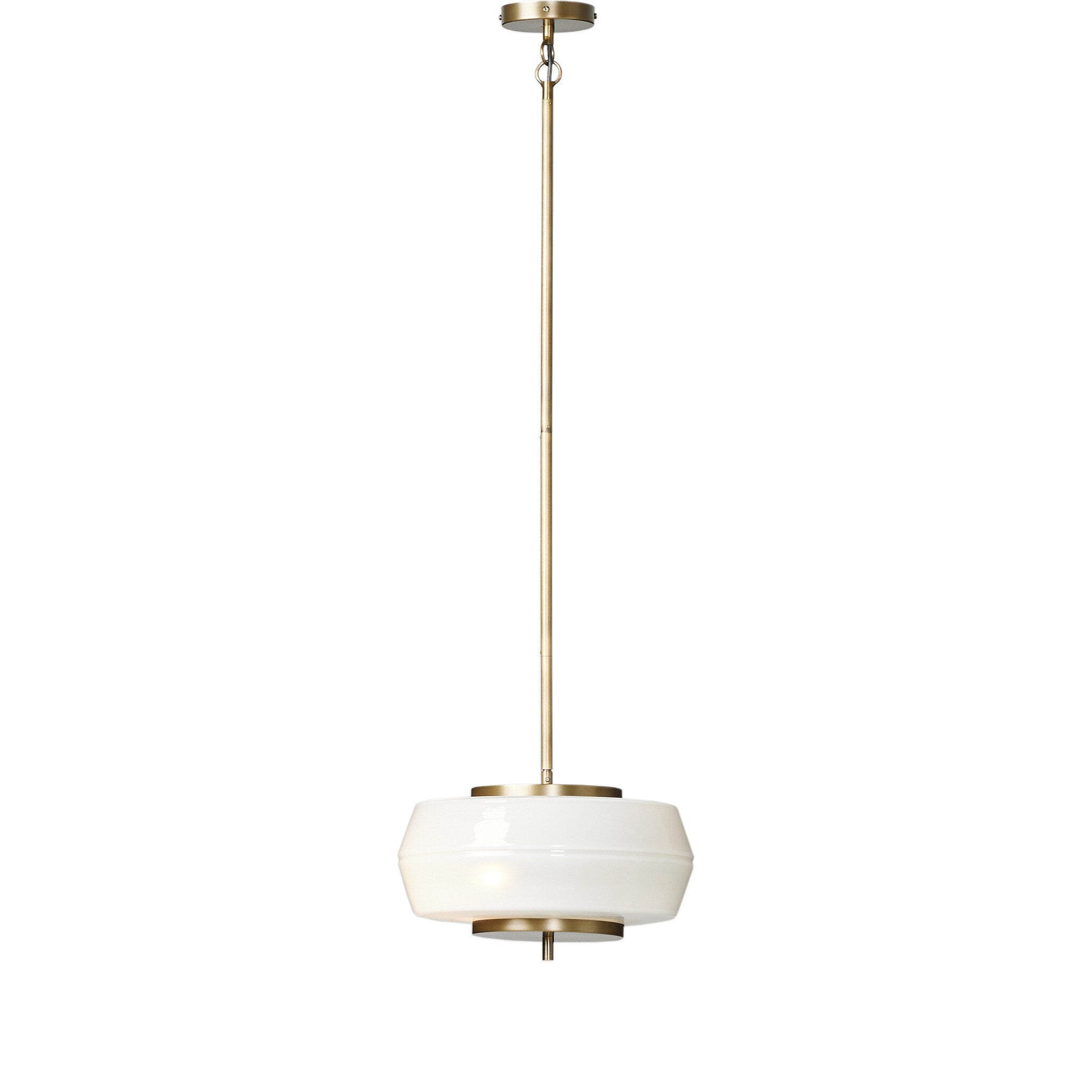 Featuring Tayden Frosted Globe Pendant by Four Hands at Amethyst Home. A frosted glass disk floats atop an antiqued brass iron frame in a low profile that works into a wide range of spaces. This piece is compatible with sloped ceilings.Overall Dimensions: 16.00"w x 16.00"d x 7.50"hWeight : 17.09 lbsMaterials : Glass, Iron. Amethyst Home provides interior design, new construction, custom furniture, and area rugs in the Salt Lake City metro area