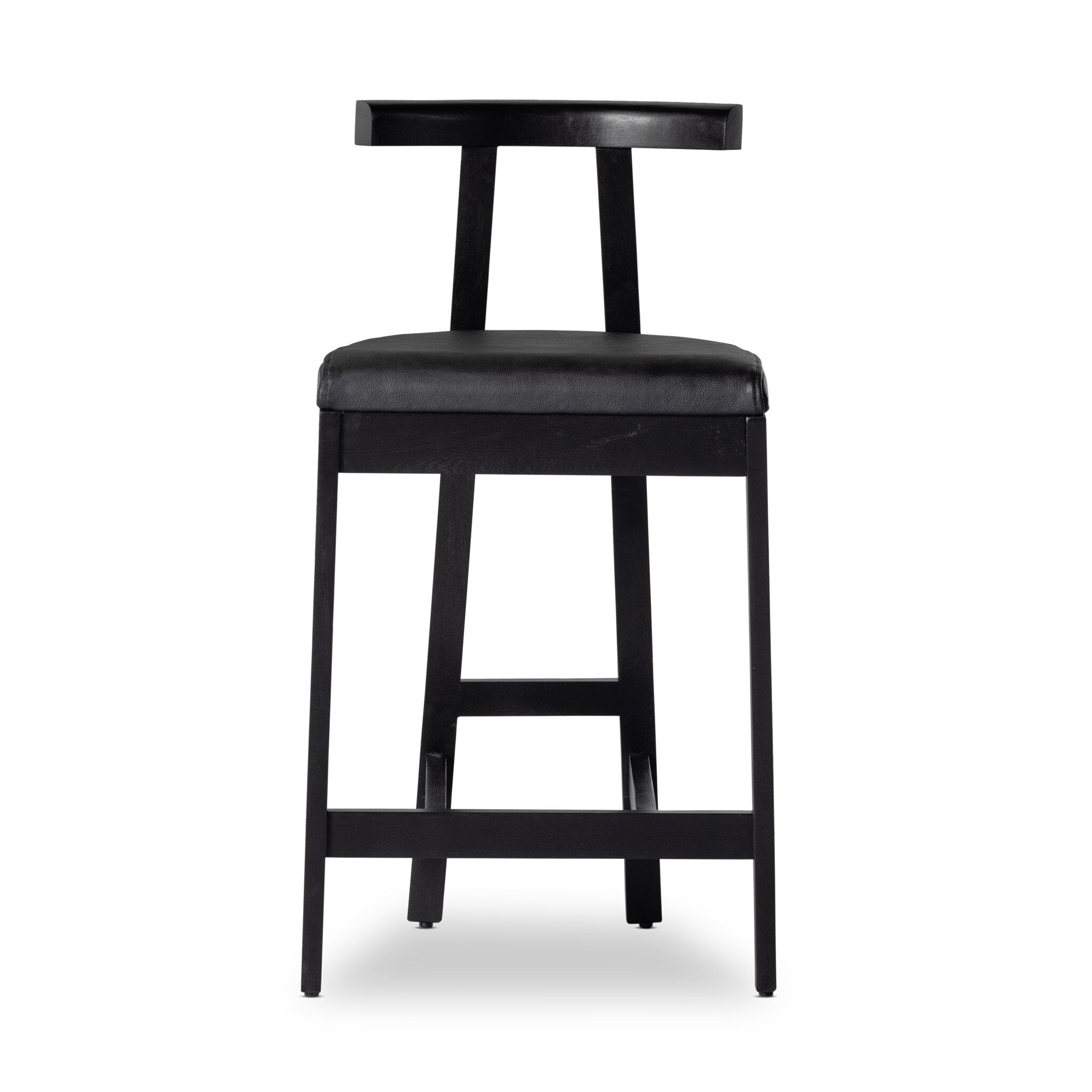 Featuring Tex Black Leather Counter Stool by Four Hands at Amethyst Home. This dark, monochromatic look inspired by Greek design meets black-finished Rosa Morada with black top-grain leather. A slim T-shape frame is perfectly sized for the counter.Overall Dimensions: 20.25"w x 17.75"d x 36.50"hWeight : 11.90 lbsMaterials : Top Grain Leather, Solid Rosa Morada, 100% Polyurethane F. Amethyst Home provides interior design, new construction, custom furniture, and area rugs in the Des Moines metro area
