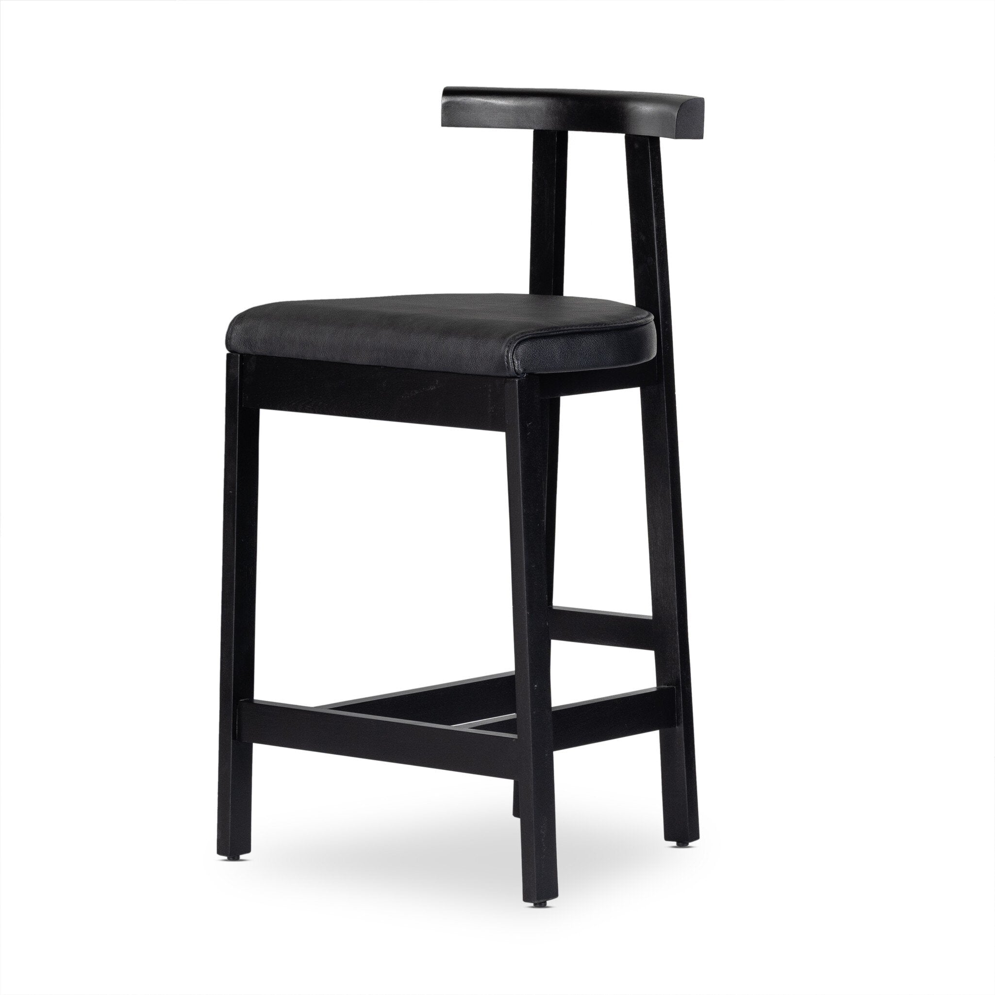 Featuring Tex Black Leather Counter Stool by Four Hands at Amethyst Home. This dark, monochromatic look inspired by Greek design meets black-finished Rosa Morada with black top-grain leather. A slim T-shape frame is perfectly sized for the counter.Overall Dimensions: 20.25"w x 17.75"d x 36.50"hWeight : 11.90 lbsMaterials : Top Grain Leather, Solid Rosa Morada, 100% Polyurethane Fo. Amethyst Home provides interior design, new construction, custom furniture, and area rugs in the Park City metro area