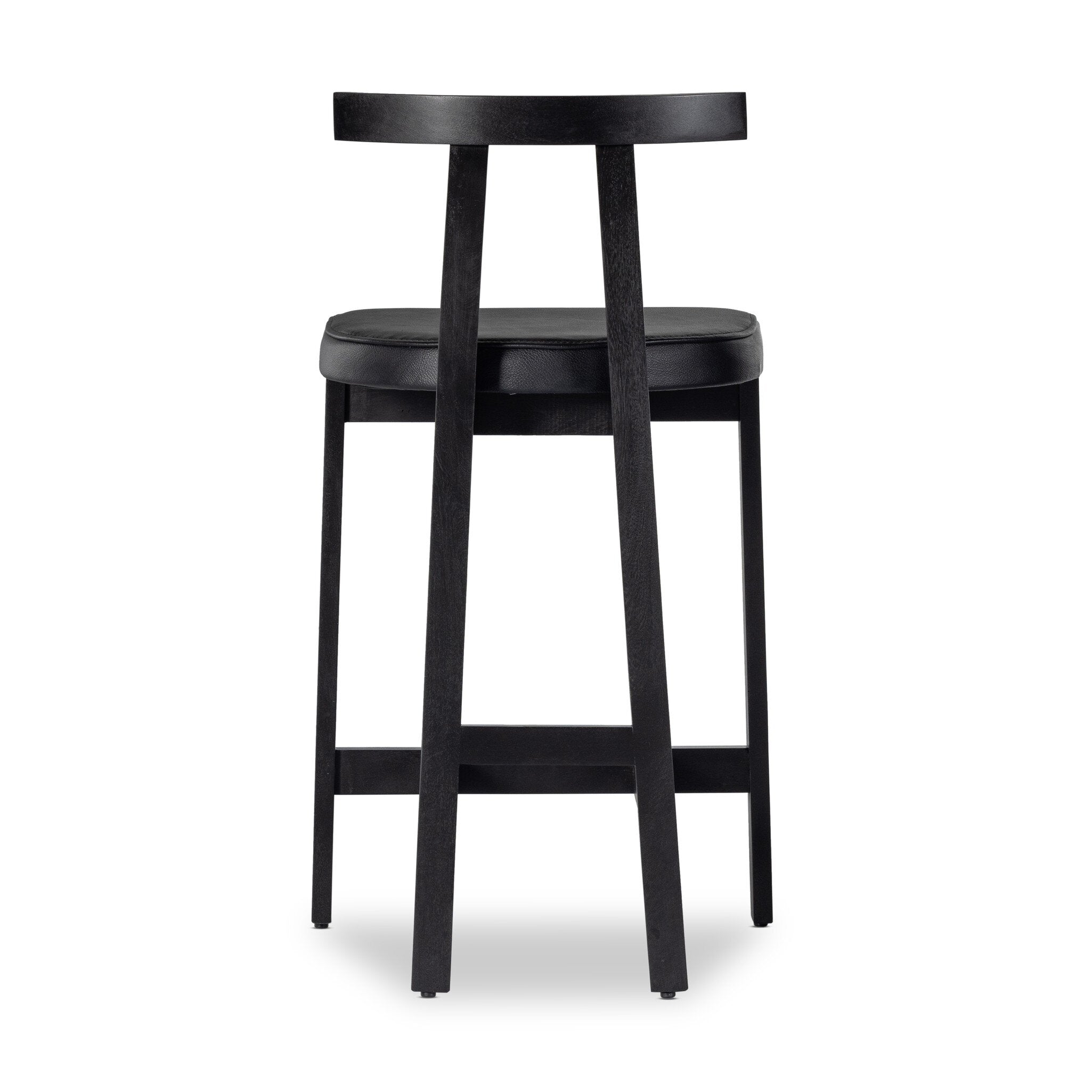 Featuring Tex Black Leather Counter Stool by Four Hands at Amethyst Home. This dark, monochromatic look inspired by Greek design meets black-finished Rosa Morada with black top-grain leather. A slim T-shape frame is perfectly sized for the counter.Overall Dimensions: 20.25"w x 17.75"d x 36.50"hWeight : 11.90 lbsMaterials : Top Grain Leather, Solid Rosa Morada, 100% Polyurethane Foa. Amethyst Home provides interior design, new construction, custom furniture, and area rugs in the Portland metro area