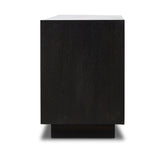 Featuring Toni Worn Black Oak Media Console by Four Hands at Amethyst Home. Grand-scale with a wide, low profile. Glass doors bookend central wood drawers, balancing display and concealed storage. Worn black finish highlights clean lines, anchoring modern spaces with understated impact.Overall Dimensions: 92.00"w x 17.00"d x 24.00"hWeight : 179.90 lbsMaterials : Solid Oak, Thi. Amethyst Home provides interior design, new construction, custom furniture, and area rugs in the Newport Beach metro area