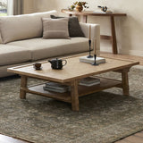 Featuring Trinity Distressed Light Oak Coffee Table by Four Hands at Amethyst Home. This Asian-inspired design made from light, distressed oak features mortise-and-tenon joinery, which connects protruding stretchers to sturdy legs. Lower shelving for bonus storage and display.Overall Dimensions: 65.00"w x 35.50"d x 16.00"hWeight : 127.87 lbsMaterials : Solid Oak, Poplar Eucalyptus. Amethyst Home provides interior design, new construction, custom furniture, and area rugs in the Charlotte metro area