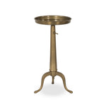 Featuring Umi Dark Matte Brass End Table by Four Hands at Amethyst Home. Made from solid brass with a dark matte finish, a slim, versatile end table features a telescope post for height adjustability, plus a tray-style top, perfectly sized to keep your favorite book or drink within reach.Overall Dimensions: 12.25"w x 12.25"d x 25.00"hWeight : 12.39 lbsMaterials : Brass. Amethyst Home provides interior design, new construction, custom furniture, and area rugs in the Charlotte metro area