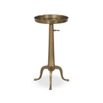 Featuring Umi Dark Matte Brass End Table by Four Hands at Amethyst Home. Made from solid brass with a dark matte finish, a slim, versatile end table features a telescope post for height adjustability, plus a tray-style top, perfectly sized to keep your favorite book or drink within reach.Overall Dimensions: 12.25"w x 12.25"d x 25.00"hWeight : 12.39 lbsMaterials : Brass. Amethyst Home provides interior design, new construction, custom furniture, and area rugs in the Houston metro area