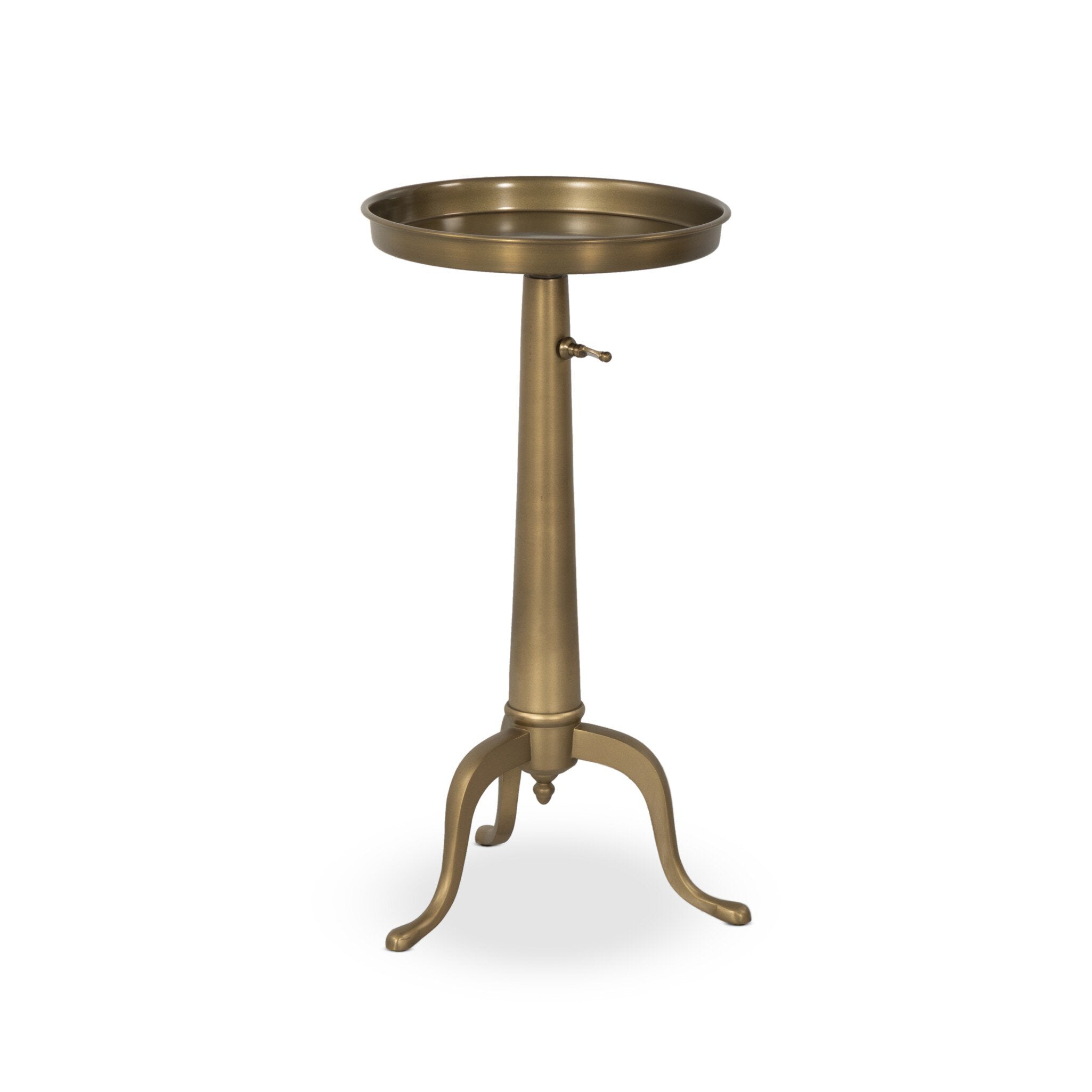 Featuring Umi Dark Matte Brass End Table by Four Hands at Amethyst Home. Made from solid brass with a dark matte finish, a slim, versatile end table features a telescope post for height adjustability, plus a tray-style top, perfectly sized to keep your favorite book or drink within reach.Overall Dimensions: 12.25"w x 12.25"d x 25.00"hWeight : 12.39 lbsMaterials : Brass. Amethyst Home provides interior design, new construction, custom furniture, and area rugs in the Salt Lake City metro area