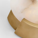 Featuring Melange Sconce Antique-Burnished Brass by Visual Comfort at Amethyst Home. Contrasting natural alabaster with metal in rounded forms and unique configurations, the Melange series by Kelly Wearstler blends the organic and the luxurious for a modern chic interior. Carved alabaster shades create a soft glow on walls and surfaces, while streamlined s. Amethyst Home provides interior design, new home construction design consulting, vintage area rugs, and lighting in the Des Moines metro area.