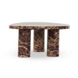 Featuring Zion Merlot Marble Coffee Table by Four Hands at Amethyst Home. Shape and material share the spotlight in this tripod-style coffee table of solid marble. With turned, pillar legs and a rich merlot finish, with dramatic natural veining. Option to pair with smaller matching table for a nested look.Small TableOverall Dimensions: 36.00"w x 25.50"d x 13.00"hWeight: 154.10 l. Amethyst Home provides interior design, new construction, custom furniture, and area rugs in the Kansas City metro area