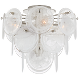 Featuring Loire Medium Tiered Flush Mount by Visual Comfort at Amethyst Home. The Loire by AERIN evokes mid-century Italian elegance while adding modern updates in design and finishes. The fluid and dynamic silhouettes cascade and inspire through the distinctive glow of light softly filtered through hand-blown white strié glass discs. Larger pieces can a.  Amethyst Home provides interior design, new home construction design consulting, vintage area rugs, and lighting in the Washington metro area.