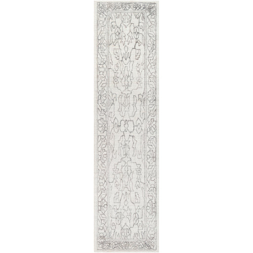 Featuring Hightower Cream Hand-Knotted Rug by Surya at Amethyst Home. The Hightower Collection showcases traditional inspired designs that exemplify timeless styles of elegance, comfort, and sophistication. With their Hand-Knotted construction, these rugs provide a durability that can not be found in other handmade constructions, and boasts the ability to be t.  Amethyst Home provides interior design, new home construction design consulting, vintage area rugs, and lighting in the Omaha metro area.