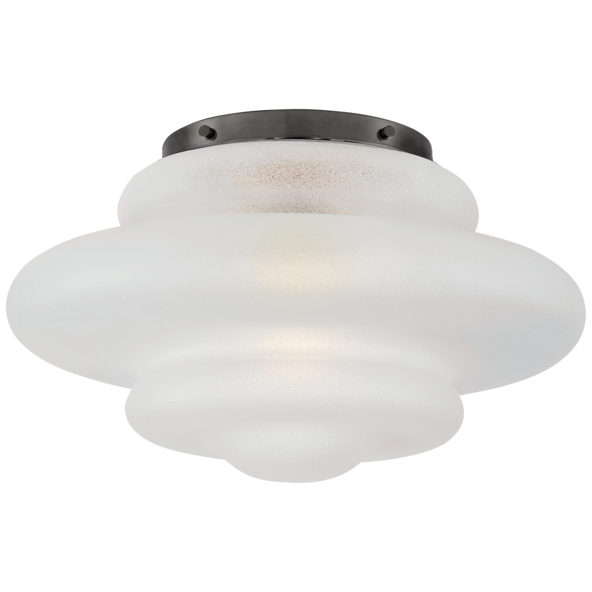 Featuring Tableau Medium Flush Mount by Visual Comfort at Amethyst Home. Defined by its signature glass shade with undulating, circular lines, Kelly Wearstler's Tableau series embodies modern classic design. Mixing metal with clear or textured volcanic glass, the unique forms create elegant flush mounts and sconces that are ideal for any space.Overall Dimens.  Amethyst Home provides interior design, new home construction design consulting, vintage area rugs, and lighting in the Houston metro area.