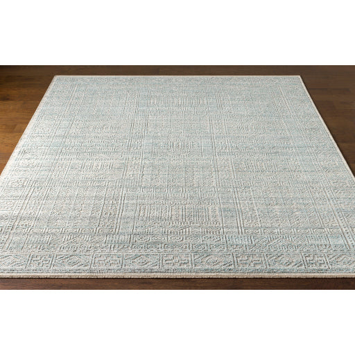 Featuring Nobility Blue / Grey Hand-Knotted Rug by Surya at Amethyst Home. Add an elegant touch to any space with this hand-knotted Nobility Blue / Grey Rug. Its blend of wool and viscose is ultra soft and smooth, while its timeless ornate motif with modern lines create an exquisite, timeless piece. Enjoy its high-low characteristics and luxurious feel to add a touch of sophistic. Amethyst Home provides interior design, new construction, custom furniture, and area rugs in the Palm Beach metro area
