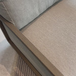 A timeless look, complementary to any style. Simple, open FSC®-certified teak framing softens the edges of this outdoor swivel chair, paired with a fixed seat cushion and removable back. Finished with a 360 inset swivel beneath the plinth base. Cover or store indoors during inclement weather and when not in use. Amethyst Home provides interior design, new home construction design consulting, vintage area rugs, and lighting in the Scottsdale metro area.