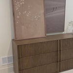 Austin-based artist Jess Engle taps nature and geometry for artistic inspiration. Raw canvas is wrapped and flush mounted in a rustic walnut frame. Handmade in Austin, Texas.18" x 24"Overall Dimensions: 18.00"w x 1.50"d x 24.00"hWeight: 15.00 lbs30" x 40"Overall Dimensions: 30.00"w x 2.50"d x 40.00"hWeight: 20. Amethyst Home provides interior design, new home construction design consulting, vintage area rugs, and lighting in the Houston metro area.