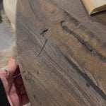 Inspired by Romanian sculptor Constantin, a classic pedestal table of mixed character woods works a heritage look into the home. Amethyst Home provides interior design, new home construction design consulting, vintage area rugs, and lighting in the Austin metro area.