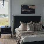 The light-finished oak of this Rosedale Nightstand brings a clean, brightness to any room. We love how the two spacious drawers have iron hardware wrapped in a gorgeous, tan leather. The dimension legs with iron connecting them bring a unique look to your bedroom or other area!Overall Dimensions: 27.25"W x 19.50"L x 26"H Amethyst Home provides interior design, new home construction design consulting, vintage area rugs, and lighting in the San Diego metro area.