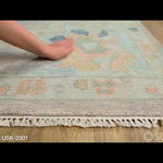 The Ushak April rug showcases traditional inspired designs that exemplify timeless styles of elegance, comfort, and sophistication. With their Hand-Knotted construction, these rugs provide a durability that can not be found in other handmade constructions, and boasts the ability to be thoroughly cleaned as it contains no chemicals that react to water, such as glue. Amethyst Home provides interior design, new construction, custom furniture, and area rugs in the Malibu metro area