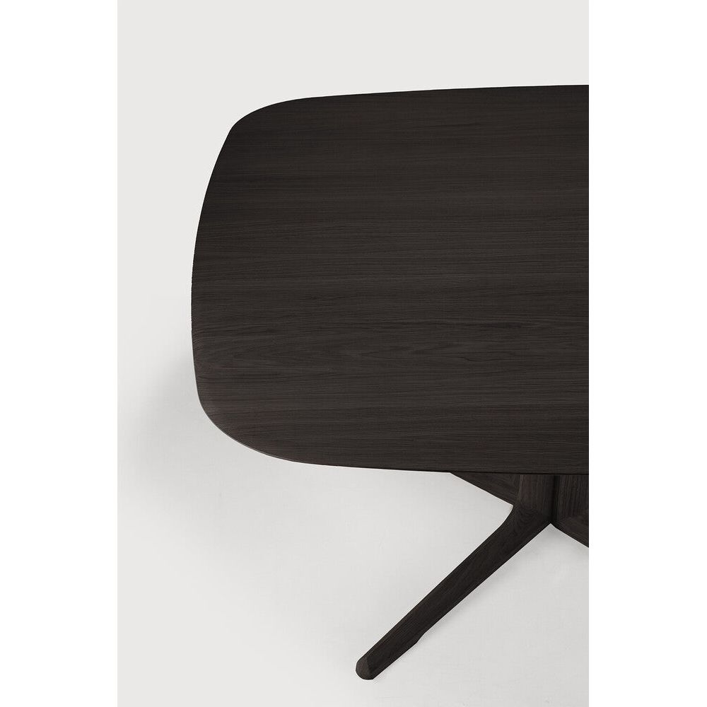 Featuring Corto Square Brown Oak Dining Table by Ethnicraft at Amethyst Home. Inspired by the vaults within grand architectural designs, the Corto's central-footed base provides both visual interest and practical stability with less leg disturbance for your guests. The solid oak tabletop is crafted into the perfect shape, with unique rounded corners to.  Amethyst Home provides interior design, new home construction design consulting, vintage area rugs, and lighting in the Winter Garden metro area.