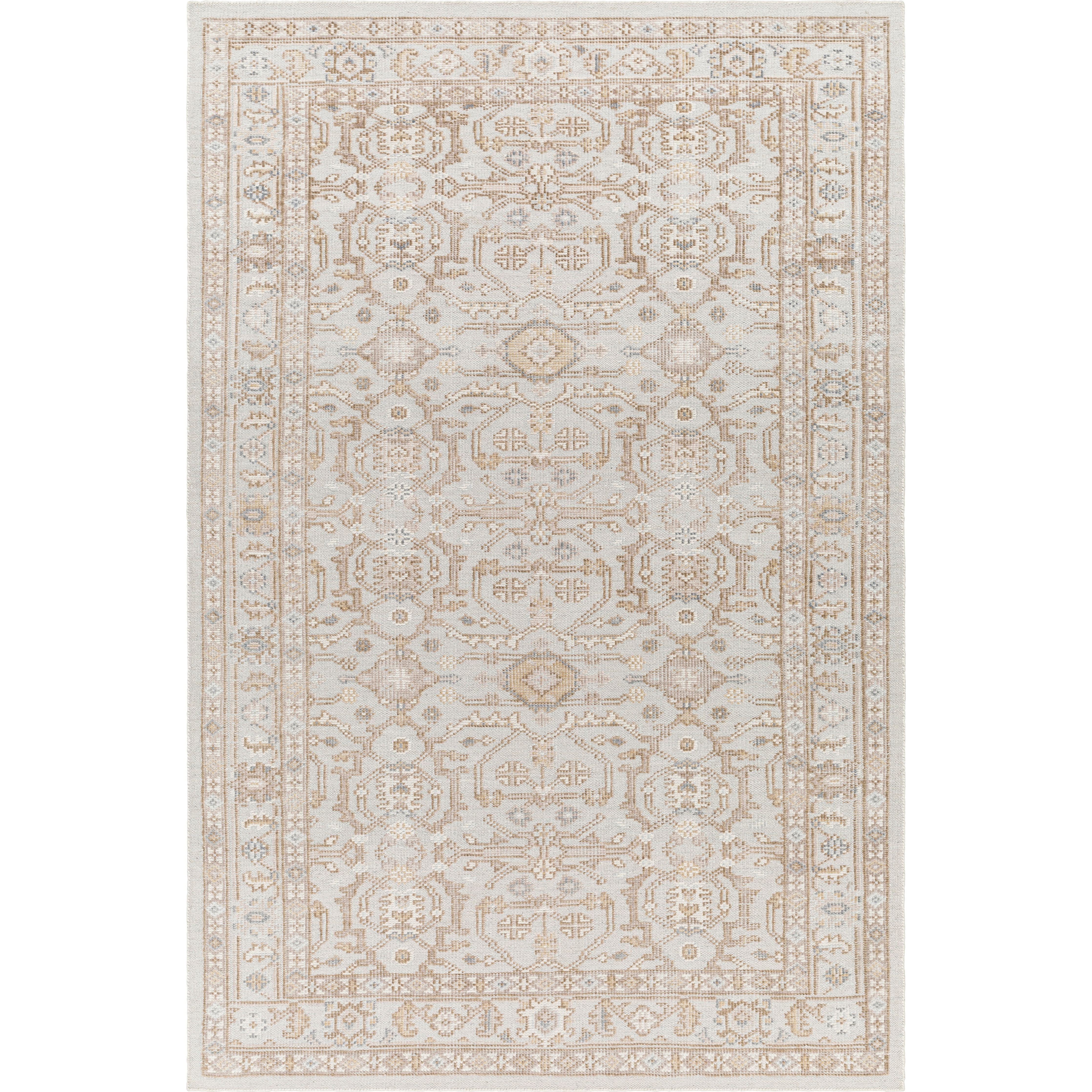 Featuring Revere Light Gray Hand-Knotted Rug by Surya at Amethyst Home. The Revere Light Gray rug showcases a traditional inspired design. The neutral colors and soft materials make it a cozy addition to any space, especially living rooms and dens.
Hand-Knotted100% Recycled PET Yarn
Clean spills immediately by blotting with a clean, dry sponge or cloth.  Amethyst Home provides interior design, new home construction design consulting, vintage area rugs, and lighting in the Winter Garden metro area.