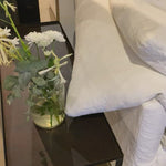 This cozy Donato Sofa from Cisco Brothers is our favorite!  As shown slipcovered in Mariet White 100% linen fabric.  Donato 78" Sofa: 78"W x 32"H x 41"D Seat Space: 58"W x 24"D  Donato 97" Sofa: 97"w x 32"h x 41"d Seat Space: 85"w x 24"d x 16"h