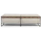 Featuring Ella 91" Sofa - Gable Taupe by Four Hands at Amethyst Home. Neutral gone novel with this Ella 91" Sofa - Gable Taupe. Taupe-colored upholstered seating is suspended by top-grain leather straps with handcrafted fastens, for an airy look. Solid rubberwood paneling wraps the frame’s entirety, while a black iron base lends lightness and contrast.
Overal.  Amethyst Home provides interior design, new home construction design consulting, vintage area rugs, and lighting in the Austin metro area.