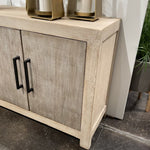 We love how the reclaimed pine and white and grey wash brings an antique, organic feel this Merwin Sideboard.  Reclaimed Pine Natural Sealed Finish with White and Grey Wash