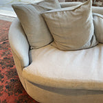 We love the unique, modern shape of this Grace 108" Sofa by Cisco Home. With the bench seat and curve shape, this will elevate your living space for years to come!   Overall: 108"w x 40"d x 28"h