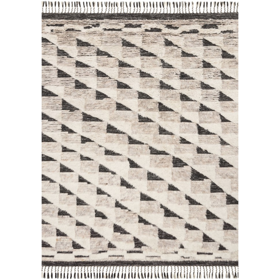 Khalid Natural/Black Hand-Knotted Rug