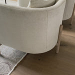 A piece we lovingly refer to as the "three legged-dog" to our clients, the Sullivan chair from Verellen is a beautiful statement piece from every angle. The 360 degree attention to detail makes it a striking piece in open concept spaces. This chair sits wonderfully for mounted televisions or with conversation and a glass of wine in the evening.  Select from Ash wood or Walnut legs.  33”w x 34”d x 28”/30”h