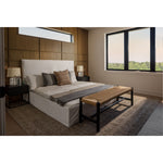 Featuring April Bed in Indigo Pin Stripe by Cisco Brothers at Amethyst Home. Cisco Brothers April Bed is designed and constructed in Los Angeles. The pinched edges and clean lines bring a modern, minimalist feel to any bedroom. Photographed in White Denim and Bengal Pin Striped Indigo.
Full Dimensions: 60"w x 49"h x 81"dSide Rails: 13.75"Slat Height: 5.75"Fo. Amethyst Home provides interior design, new home construction design consulting, vintage area rugs, and lighting in the Monterey metro area.