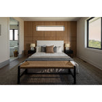 Featuring April Bed in Indigo Pin Stripe by Cisco Brothers at Amethyst Home. Cisco Brothers April Bed is designed and constructed in Los Angeles. The pinched edges and clean lines bring a modern, minimalist feel to any bedroom. Photographed in White Denim and Bengal Pin Striped Indigo.
Full Dimensions: 60"w x 49"h x 81"dSide Rails: 13.75"Slat Height: 5.75"F. Amethyst Home provides interior design, new home construction design consulting, vintage area rugs, and lighting in the Charlotte metro area.