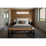Featuring April Bed in Indigo Pin Stripe by Cisco Brothers at Amethyst Home. Cisco Brothers April Bed is designed and constructed in Los Angeles. The pinched edges and clean lines bring a modern, minimalist feel to any bedroom. Photographed in White Denim and Bengal Pin Striped Indigo.
Full Dimensions: 60"w x 49"h x 81"dSide Rails: 13.75"Slat Height: 5.75"F. Amethyst Home provides interior design, new home construction design consulting, vintage area rugs, and lighting in the Charlotte metro area.