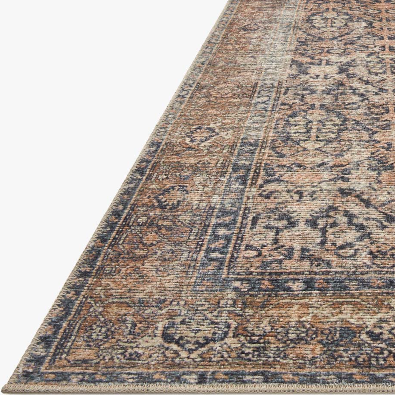 Featuring Billie Amber Lewis x Loloi Ink / Salmon Rug by Loloi at Amethyst Home. Touting richly saturated colors and a distressed pattern, the Billie Collection captures the look of a well-worn antique rug at a remarkable value. Reminiscent of one-of-a-kind rugs, this Amber Lewis x Loloi collection features random variations in color that render no two pieces exactly alike, creatin. Amethyst Home provides interior design, new construction, custom furniture, and rugs for the Kansas City metro area.