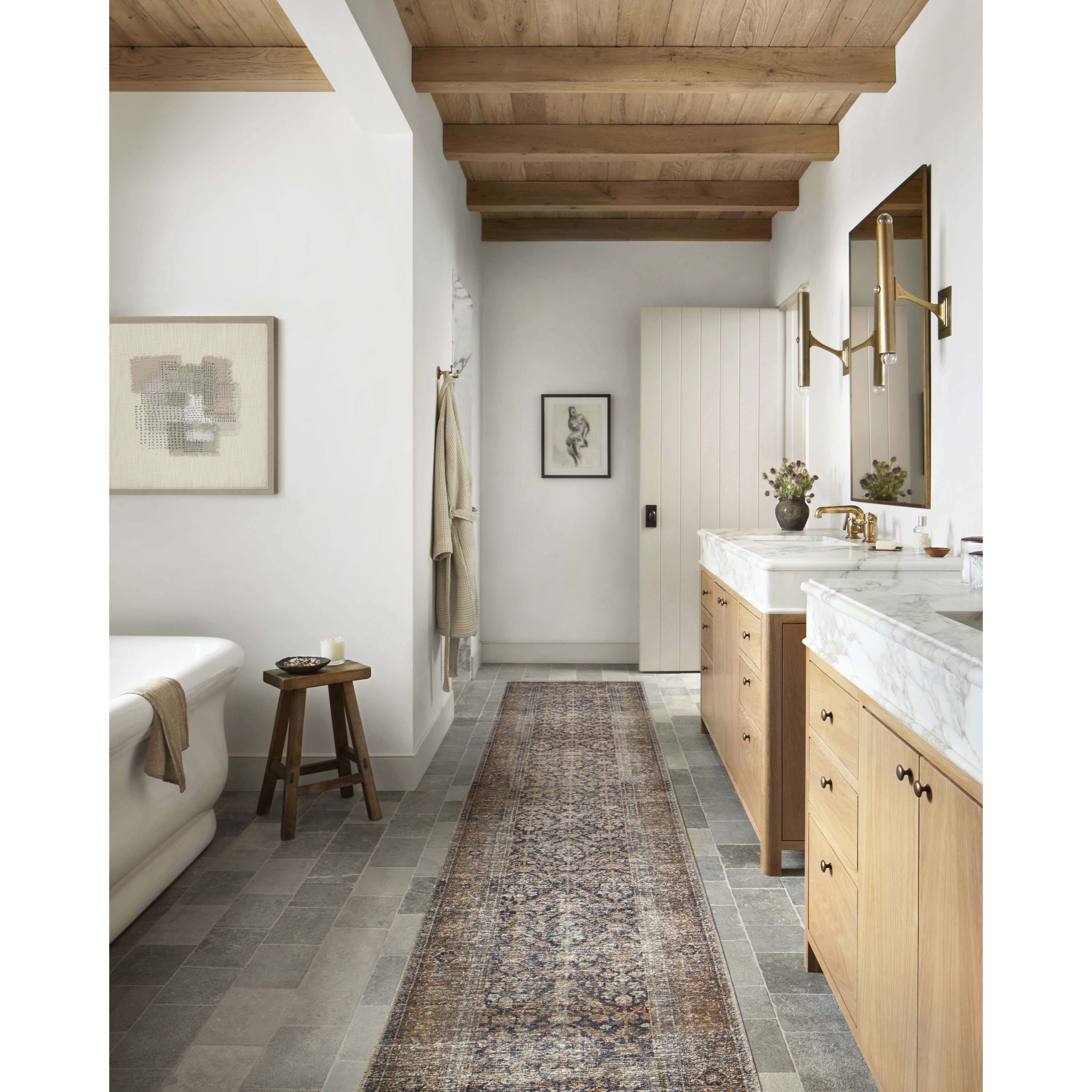 Featuring Billie Amber Lewis x Loloi Ink / Salmon Rug by Loloi at Amethyst Home. Touting richly saturated colors and a distressed pattern, the Billie Collection captures the look of a well-worn antique rug at a remarkable value. Reminiscent of one-of-a-kind rugs, this Amber Lewis x Loloi collection features random variations in color that render no two pieces e. Amethyst Home provides interior design, new construction, custom furniture, and rugs for the Tampa and Winter Garden, Florida metro area.