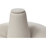 Featuring JD Coin 2 Piece Upholstered Sofa by Cisco Brothers at Amethyst Home. In a beautiful natural linen, this 360 degree coin sofa is an elegant statement in a foyer, striking in a master closet, or a perfect transition in living spaces. This coin sofa ships in two pieces for easy installation and comes with clips to secure the piece as one.  Or, for a ver.  Amethyst Home provides interior design, new home construction design consulting, vintage area rugs, and lighting in the Omaha metro area.