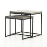 Featuring Harlow Nesting Tables - Set of 2 by Four Hands at Amethyst Home. Spare beauty, casual elegance. A gunmetal-finished Parsons base with hand-rubbed, dimensional edges supports two rough-hewn bluestone slabs that feel found and perfectly placed.
Dimensions: Large 20"W x 16"L x 19"H  ; Small 17"W x 13.5"L x 16"HColors: Gunmetal, BluestoneMaterials:.  Amethyst Home provides interior design, new home construction design consulting, vintage area rugs, and lighting in the Scottsdale metro area.