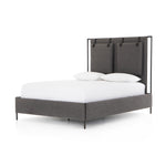Featuring Leigh Upholstered Bed - San Remo Ash by Four Hands at Amethyst Home. The black straps on this Leigh San Remo Ash Upholstered Bed give any bedroom a stylish, modern look. 
Queen Size: 65"W x 84.5"L x 60.25"HKing Size: 80.75"W x 84.5"L x 60.25"H
Colors: San Remo Ash, Distressed Black, Waxed Black (pc)Materials: 100% Polyester, 85% Pl, 15% Pu, Iro.  Amethyst Home provides interior design, new home construction design consulting, vintage area rugs, and lighting in the Los Angeles metro area.
