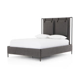 Featuring Leigh Upholstered Bed - San Remo Ash by Four Hands at Amethyst Home. The black straps on this Leigh San Remo Ash Upholstered Bed give any bedroom a stylish, modern look. 
Queen Size: 65"W x 84.5"L x 60.25"HKing Size: 80.75"W x 84.5"L x 60.25"H
Colors: San Remo Ash, Distressed Black, Waxed Black (pc)Materials: 100% Polyester, 85% Pl, 15% Pu, Iro.  Amethyst Home provides interior design, new home construction design consulting, vintage area rugs, and lighting in the Los Angeles metro area.