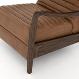 Featuring Chance Warm Taupe Dakota Leather Recliner by Four Hands at Amethyst Home. The Chance Recliner has an invitingly curved seat with dramatic horizontal channels is covered in soft, camel-colored top-grain leather. Rich, tonal frame captures alluring negative—and positive—spaces. A push recliner takes this forward-thinking lounger to the next level.
.  Amethyst Home provides interior design, new home construction design consulting, vintage area rugs, and lighting in the San Diego metro area.