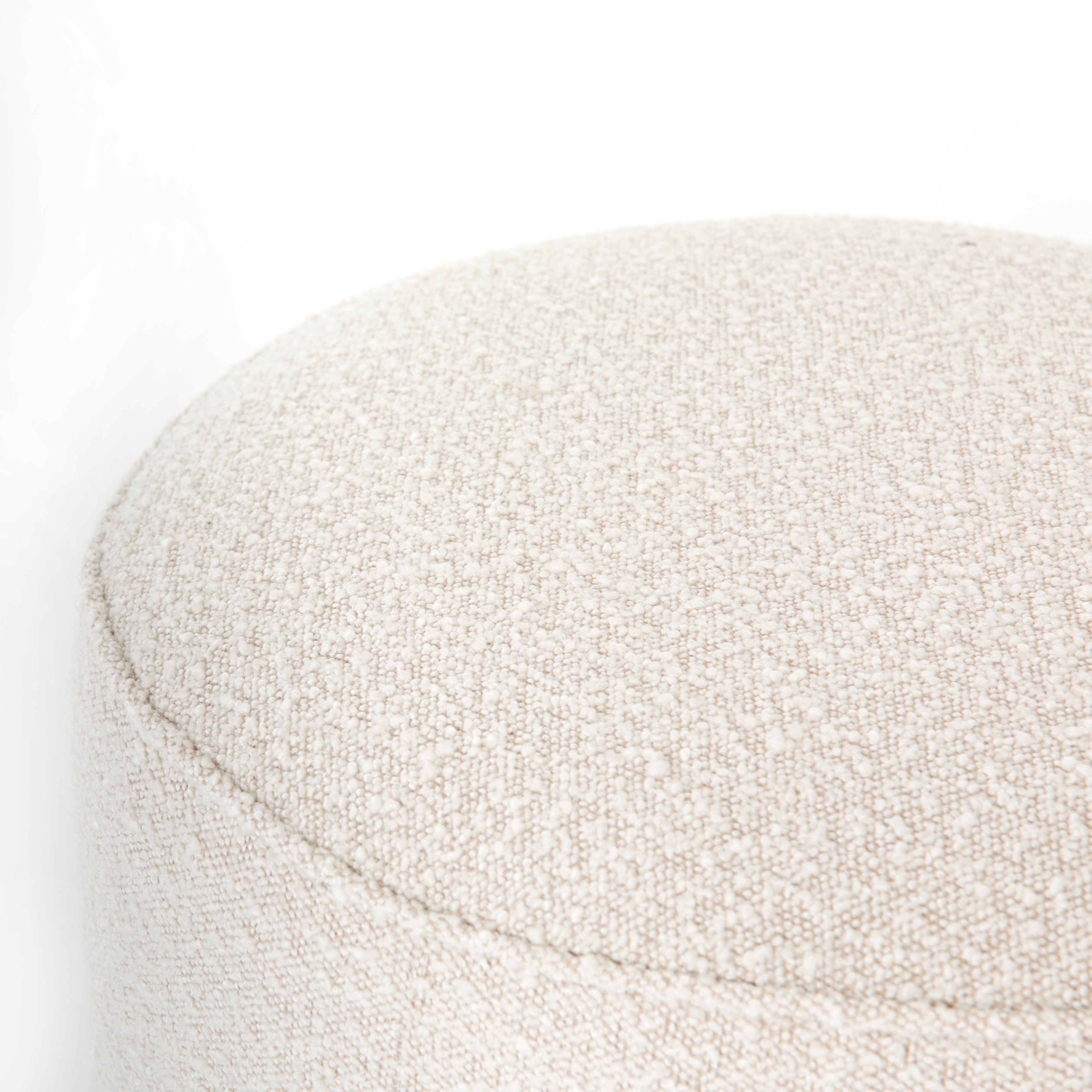 Featuring Sinclair Round Ottoman - Knoll Natural by Four Hands at Amethyst Home. This round ottoman of textural cream boucle can be placed just about anywhere, bringing with it a hip retro vibe.
Overall Dimensions: 22"W x 22"L x 18.50"HColors: Distressed Natural, Knoll NaturalMaterials: Solid Parawood, 95% Pl, 5% PcFabric: PerformanceWeight: 13.23 lbVolume: 5.  Amethyst Home provides interior design, new home construction design consulting, vintage area rugs, and lighting in the Boston metro area.
