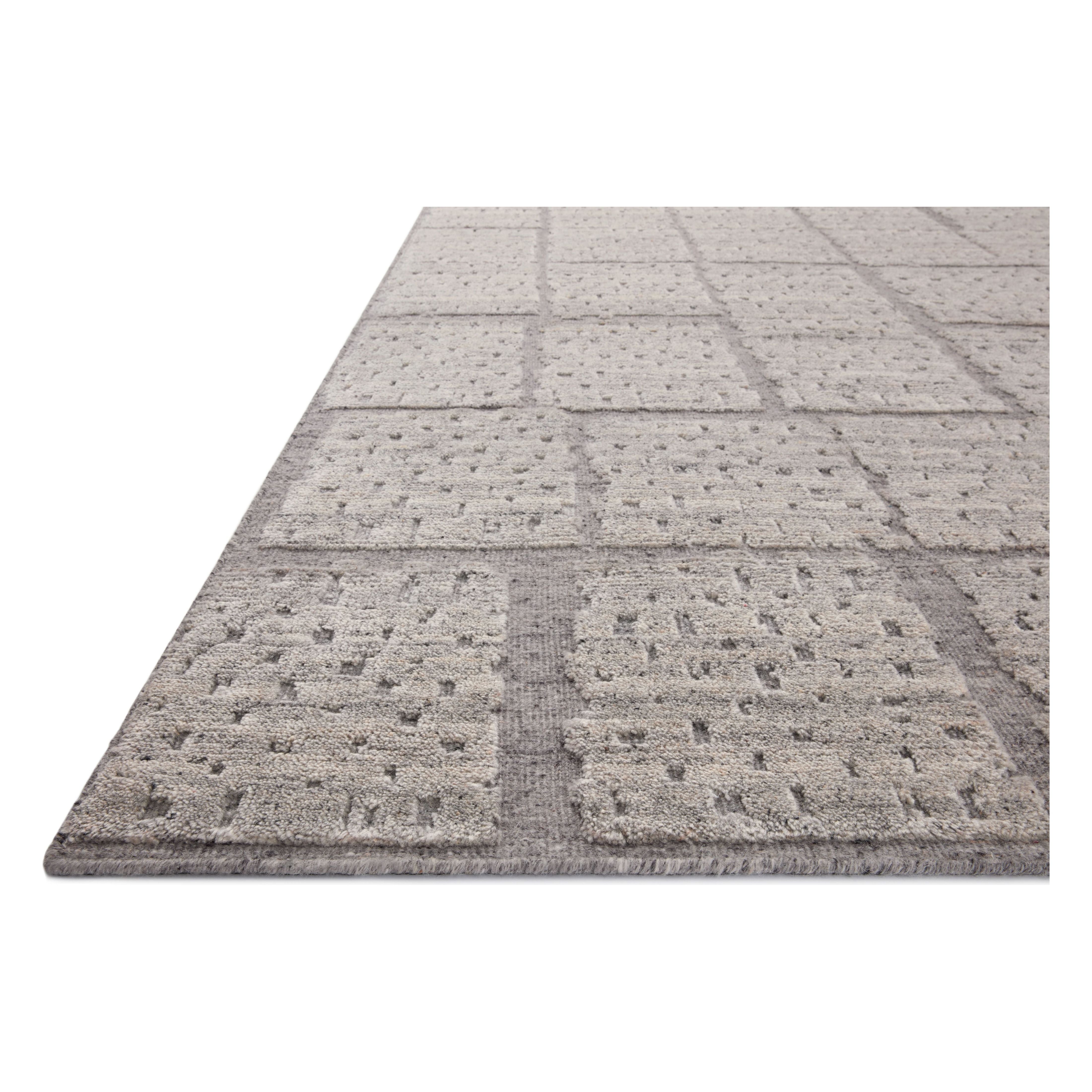 Featuring Carrier & Company x Loloi Moore Grey / Dove Hand-Knotted Rug by Loloi at Amethyst Home. The Moore Collection for Carrier and Company x Loloi is a sophisticated area rug with a subtle interplay of higher, lighter tone pile above a deeper-toned base pile. Abstract geometric patterns in airy, neutral palettes create a sense of freshness and textur.  Amethyst Home provides interior design, new home construction design consulting, vintage area rugs, and lighting in the Los Angeles metro area.