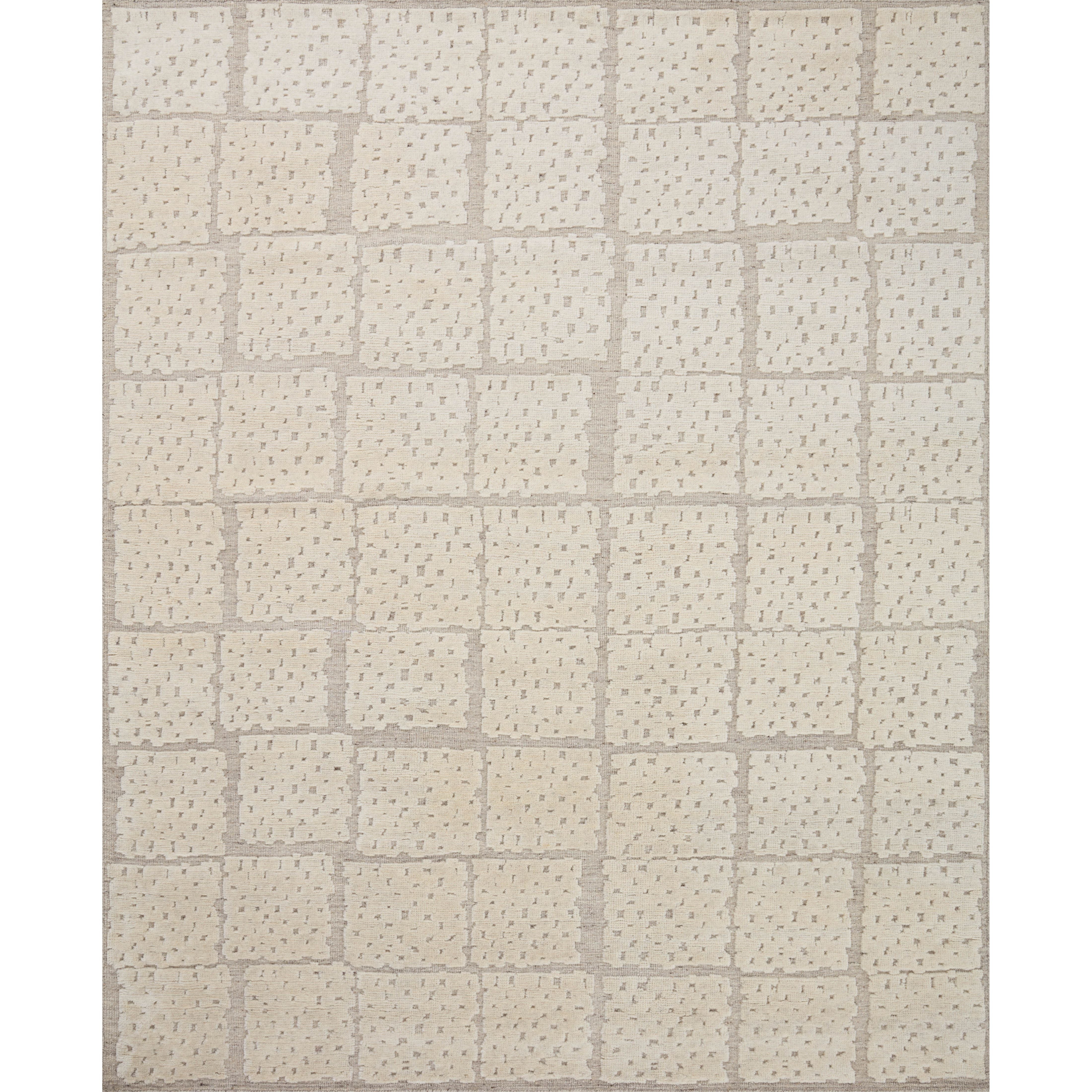 Featuring Carrier & Company x Loloi Moore Pebble / Ivory Hand-Knotted Rug by Loloi at Amethyst Home. The Moore Collection for Carrier and Company x Loloi is a sophisticated area rug with a subtle interplay of higher, lighter tone pile above a deeper-toned base pile. Abstract geometric patterns in airy, neutral palettes create a sense of freshness and textur.  Amethyst Home provides interior design, new home construction design consulting, vintage area rugs, and lighting in the Monterey metro area.