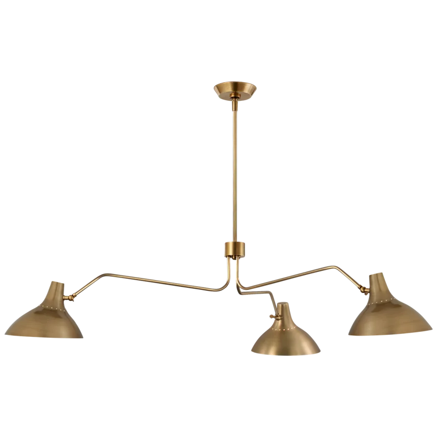 Charlton Large Triple Arm Chandelier is a sleek and elegant chandelier that will hypnotize its audience. You will become mesmerized as the intricately fashioned chandelier coils and bends in golden spirals; weaving itself elaborately within the sharp polished lines of the hexagonal silhouette. Th graceful pattern of the metal detailing compliments the painted wood component of this piece. Amethyst Home provides interior design services, furniture, rugs, and lighting in the Monterey metro area.