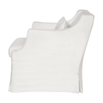 Featuring Amalia Slipcovered Chair by Cisco Brothers at Amethyst Home. The Amalia Slipcovered Chair by Cisco Home is a beautiful piece that adds a touch of elegance to your living room. This piece boasts a graceful waterfall skirt and sloping arm. With a soft-edge support and lush pillow, the Amalia embodies both style and comfort.
Overall: 29"w 34"d 33"h.  Amethyst Home provides interior design, new home construction design consulting, vintage area rugs, and lighting in the Scottsdale metro area.