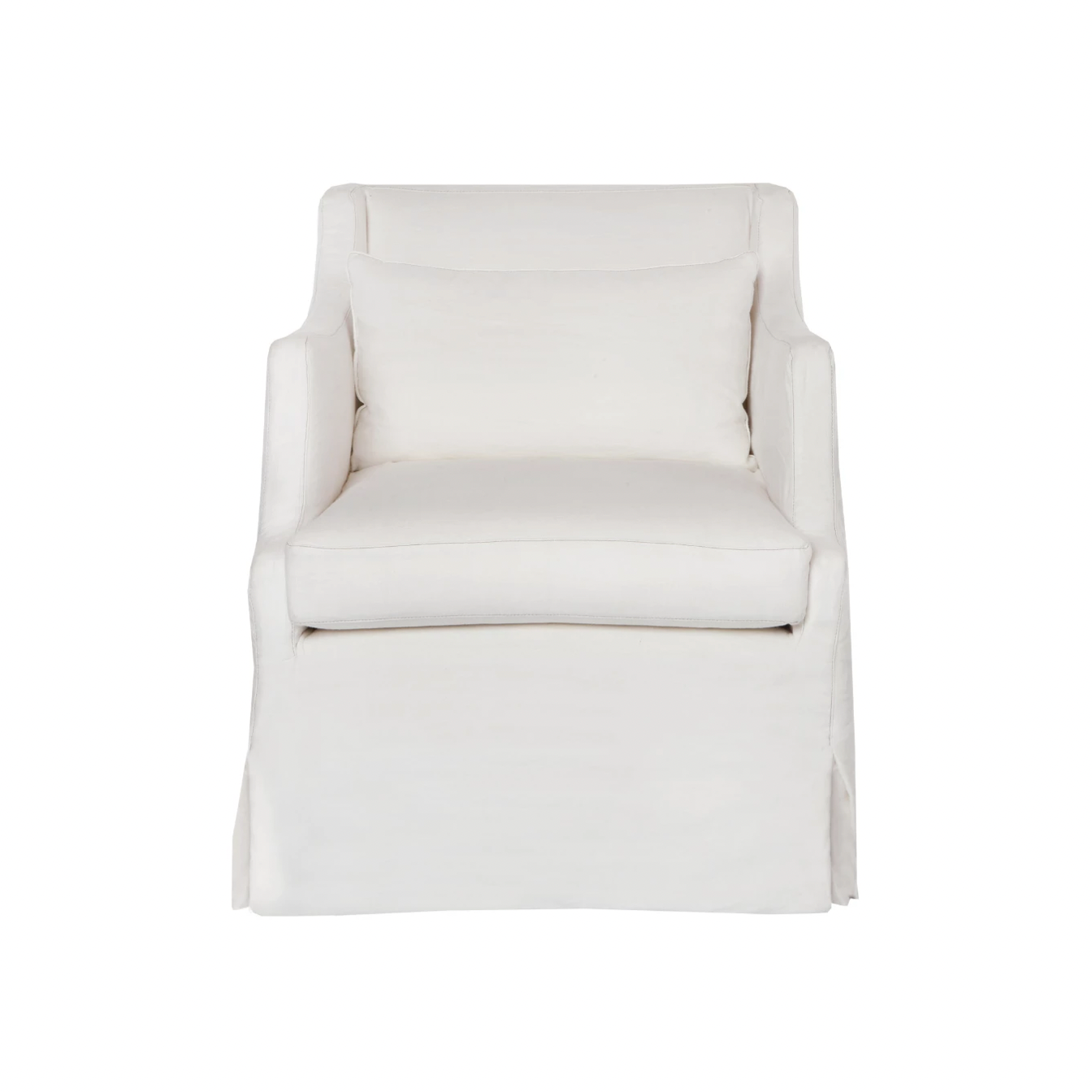 Featuring Amalia Slipcovered Chair by Cisco Brothers at Amethyst Home. The Amalia Slipcovered Chair by Cisco Home is a beautiful piece that adds a touch of elegance to your living room. This piece boasts a graceful waterfall skirt and sloping arm. With a soft-edge support and lush pillow, the Amalia embodies both style and comfort.
Overall: 29"w 34"d 33"hS. Amethyst Home provides interior design, new home construction design consulting, vintage area rugs, and lighting in the San Diego metro area.
