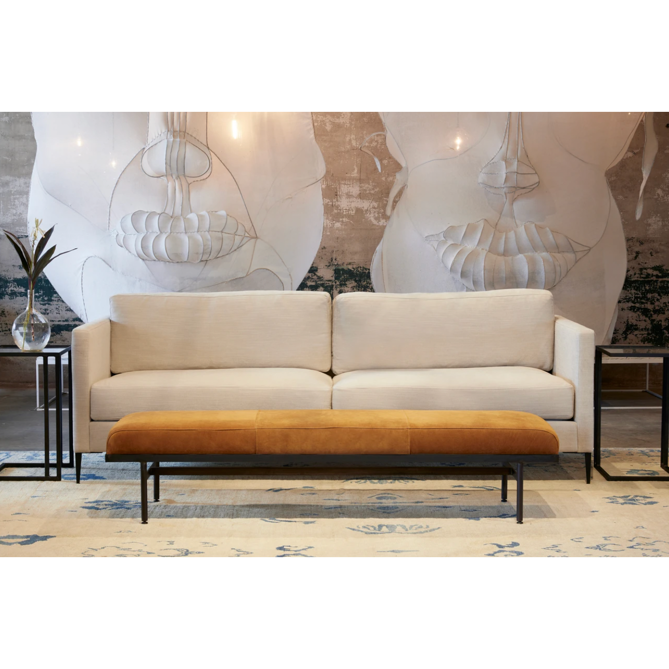 Featuring Benedict Upholstered Sofa Family - Custom by Cisco Brothers at Amethyst Home. The Benedict Upholstered Sofa Family by Cisco Brothers is a modern design with clean lines and sleek metal legs in black rust. It has a fresh and functional aesthetic with no-sag support. As a small scale sofa, its ideal for apartment living and suitable for any occasion. Amethyst Home provides interior design, new home construction design consulting, vintage area rugs, and lighting in the Portland metro area.