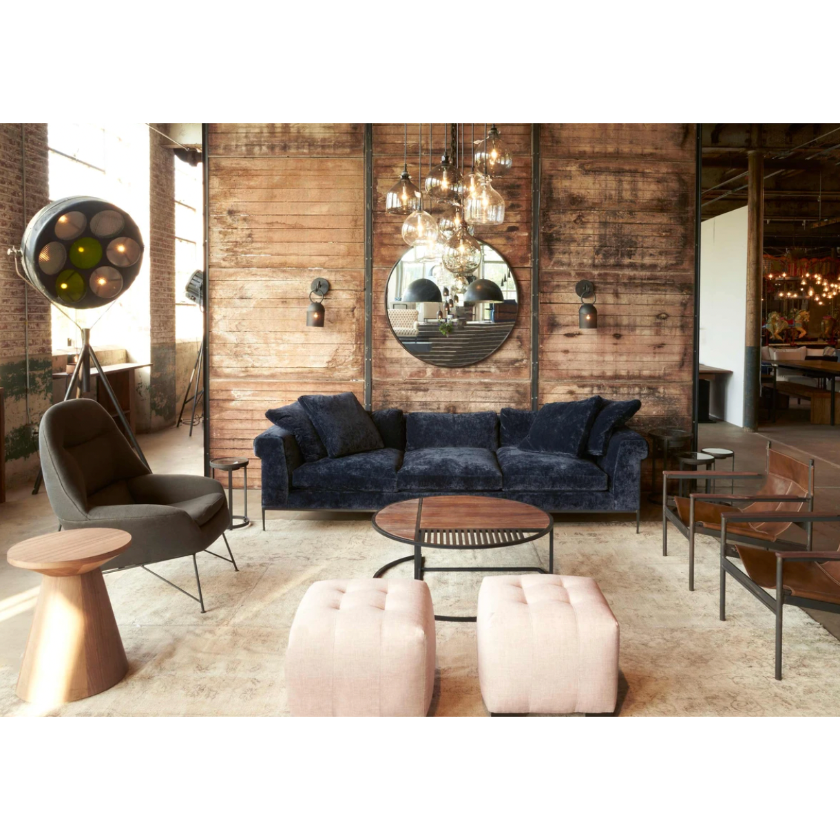 Featuring Henrietta Upholstered Sofa by Cisco Brothers at Amethyst Home. This dapper sofa has a distinctive style, with elegant roll arms and metal black-rust legs. Update your space with this mid-century influenced piece. This is an Amethyst favorite -- we love that the velvet can read black or navy depending on the natural light and time of day.
Henriett. Amethyst Home provides interior design, new home construction design consulting, vintage area rugs, and lighting in the Park City metro area.